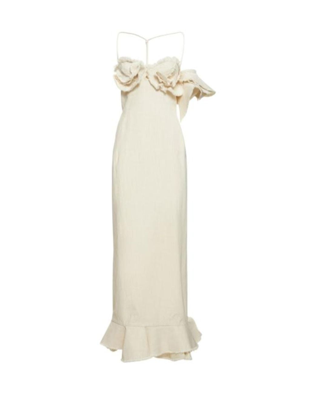 Jacquemus White Crepe Long Dress