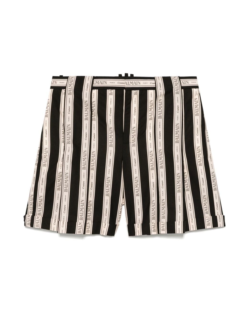 Balmain Black Jacquard Pleated Shorts for men