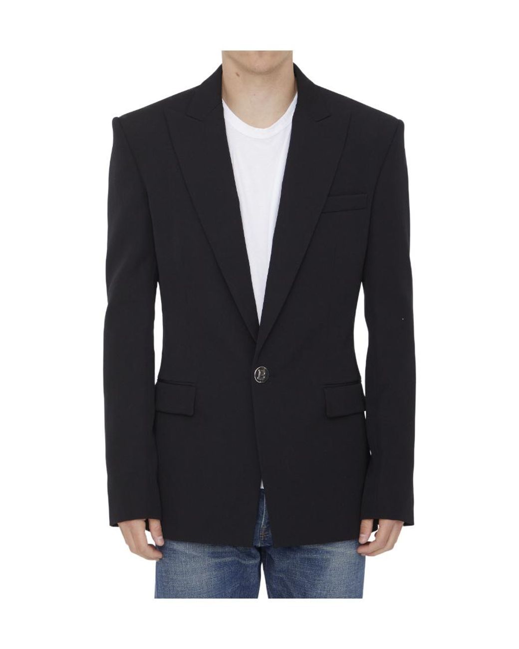 Balmain Black Single Breasted Tailored Blazer for men