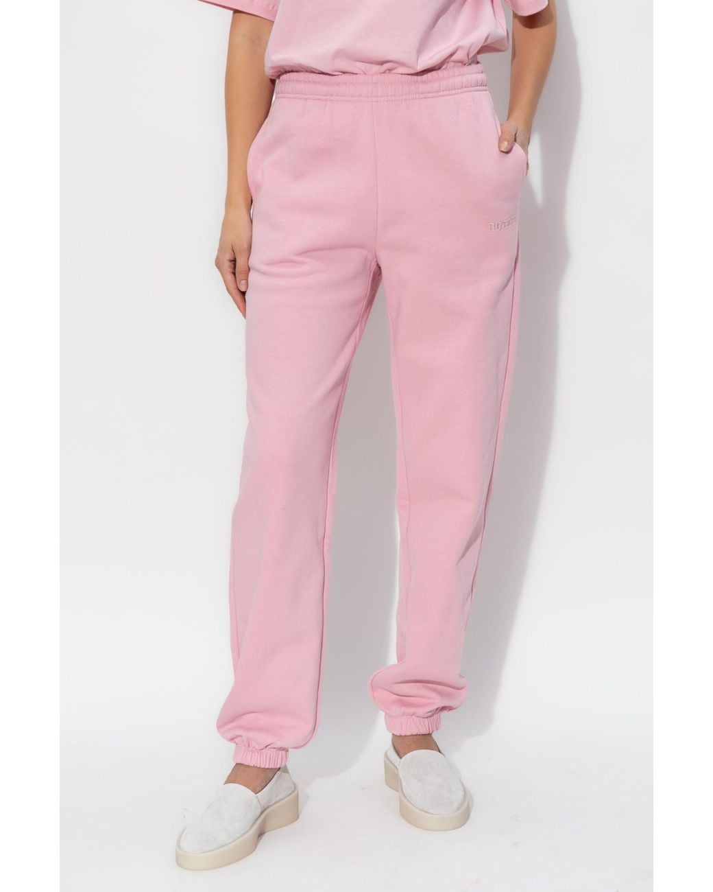 ROTATE BIRGER CHRISTENSEN Pink Logo-Embroidered Track Pants