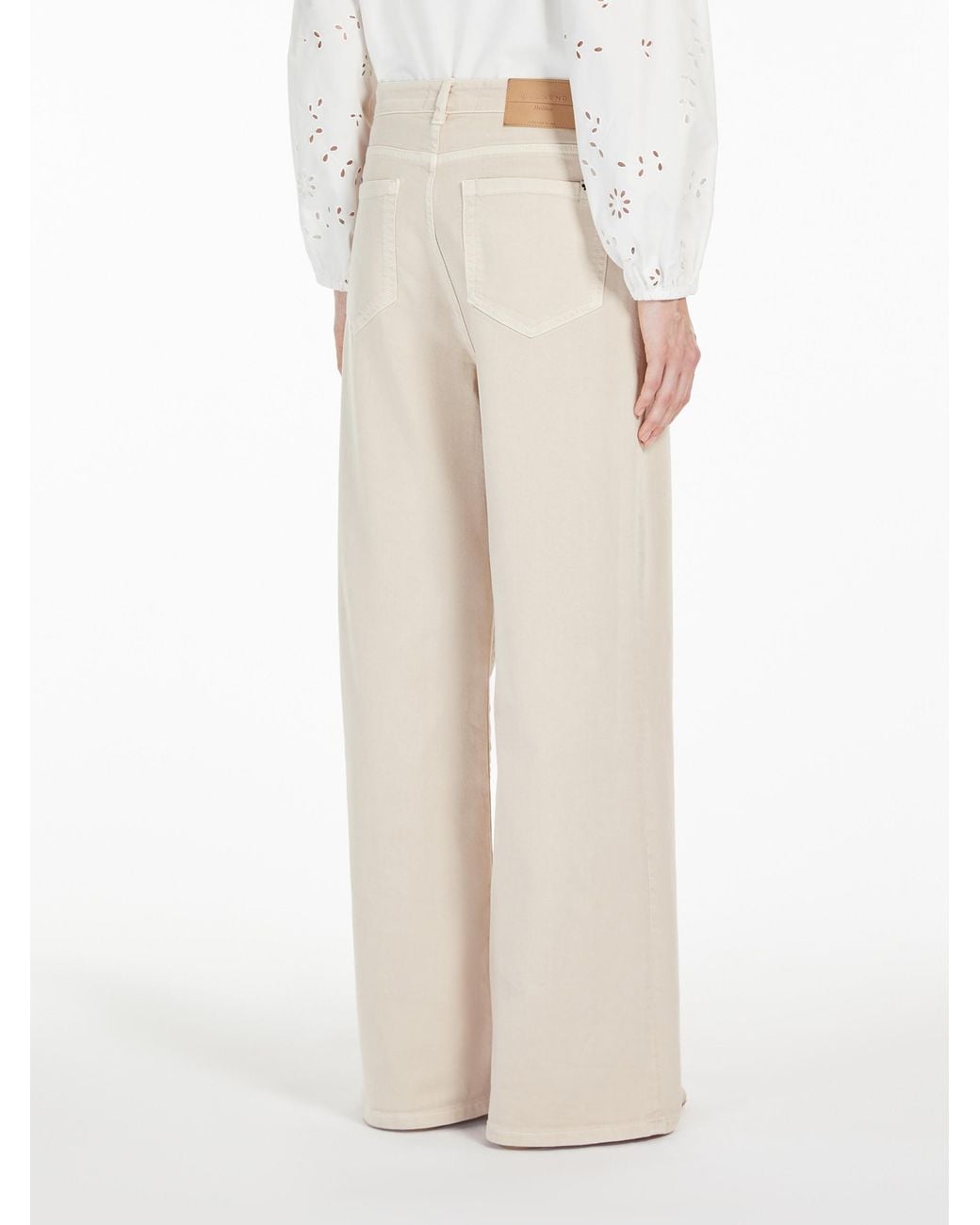 Weekend by Maxmara White Medina Logo Patch Wide Leg Trousers