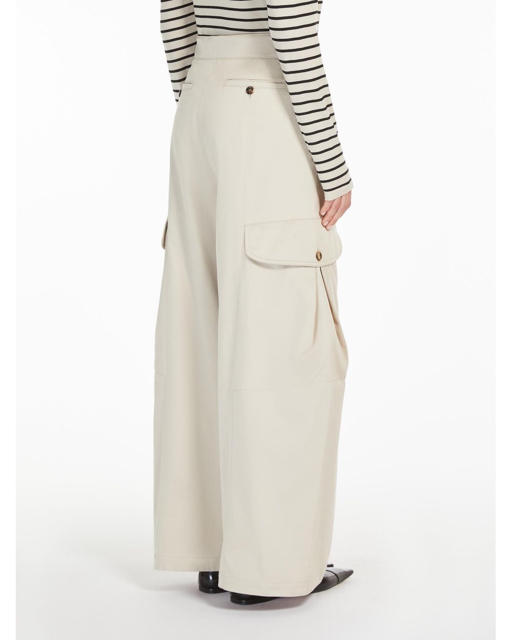 Max Mara White 'S Rosatea Button Detailed Wide-Leg Pants