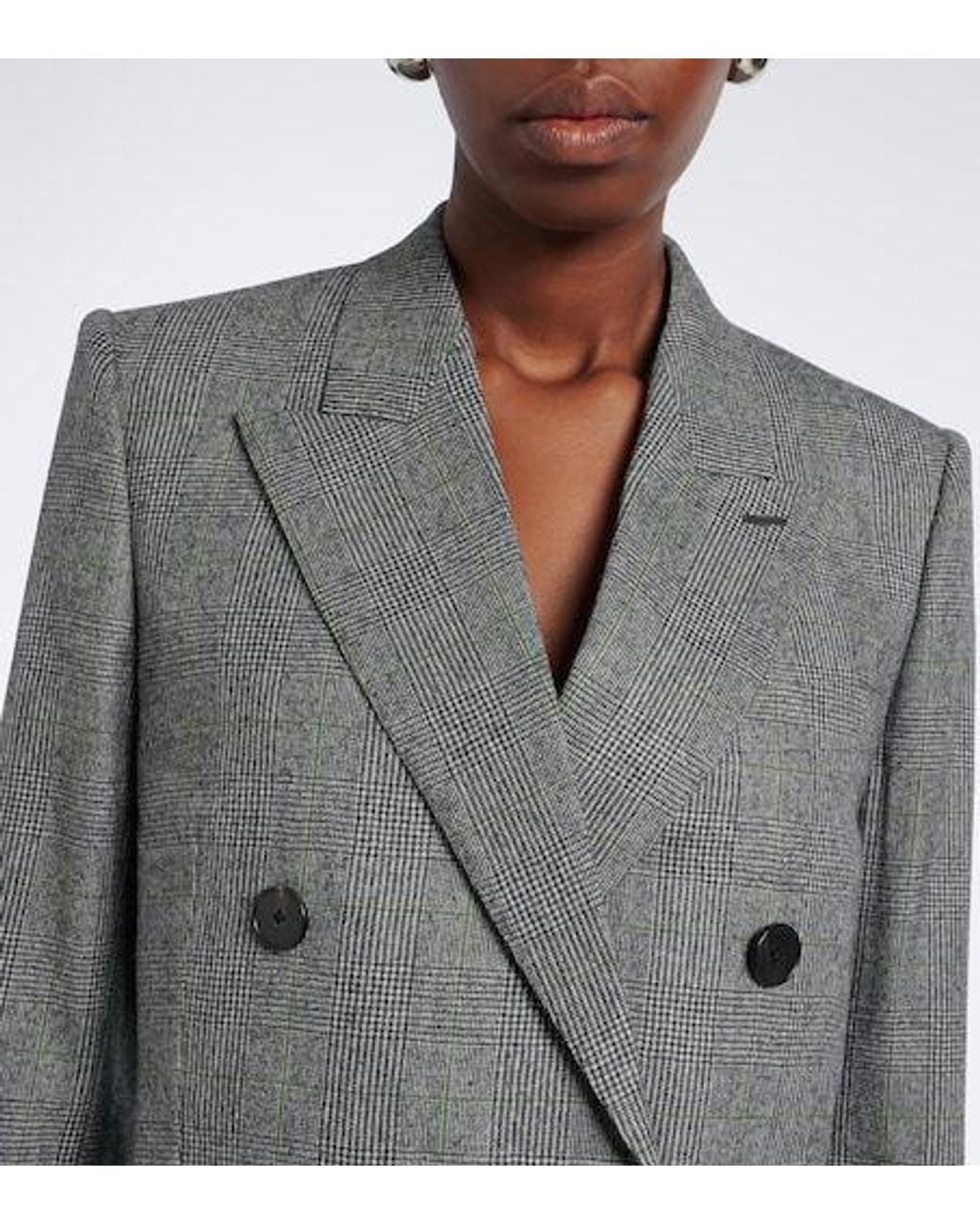 Givenchy Gray Wales Check Wool Flannel Blazer