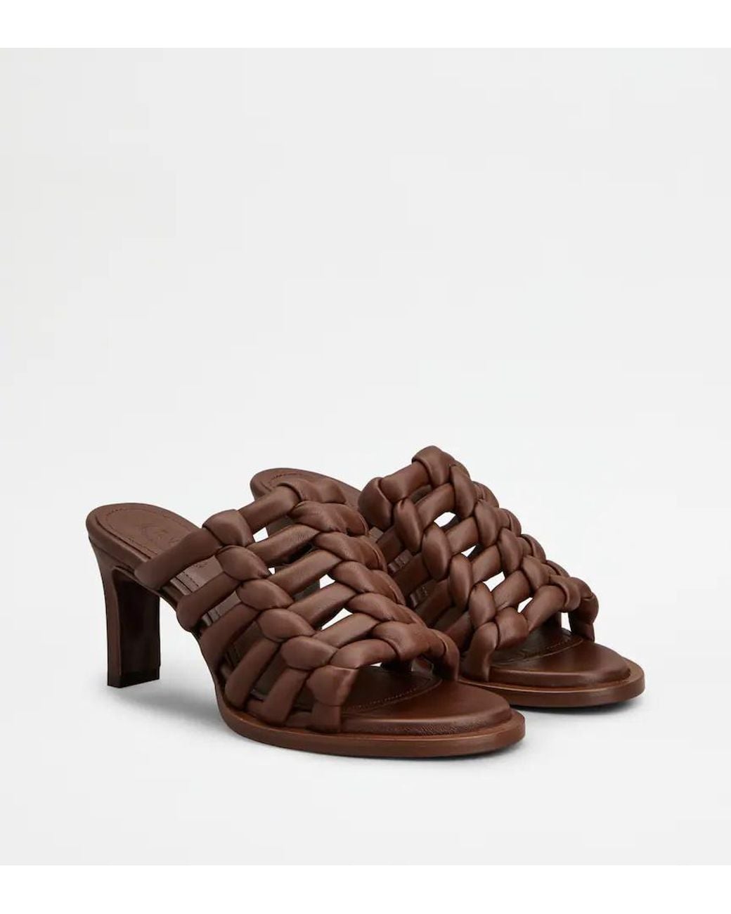 Tod's Brown Intreccio-Design Heeled Sandals