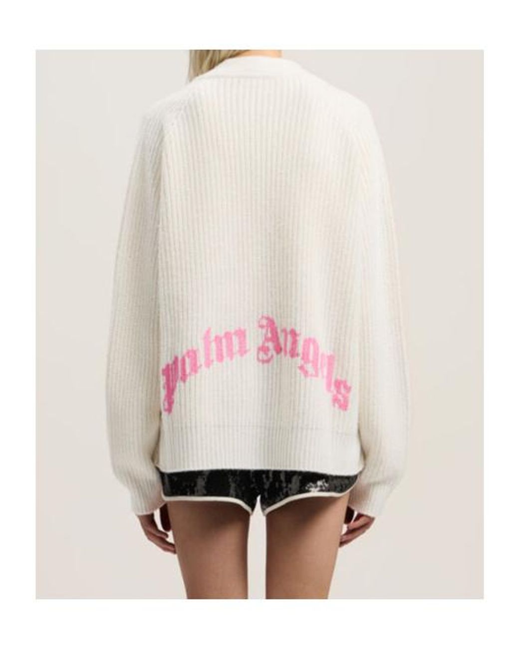 Palm Angels White V-Neck Cardigan