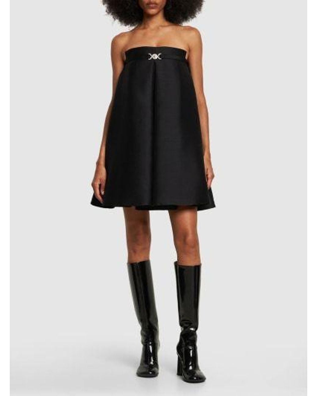 Versace Black Metal Logo Detail Dress
