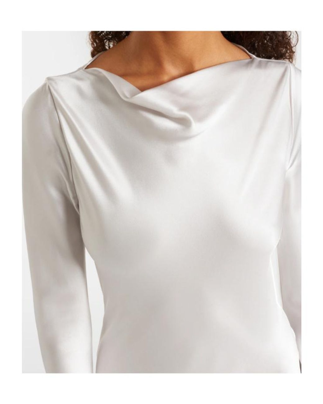 TOVE White Cordelia Silk Satin And Chiffon Maxi Dress
