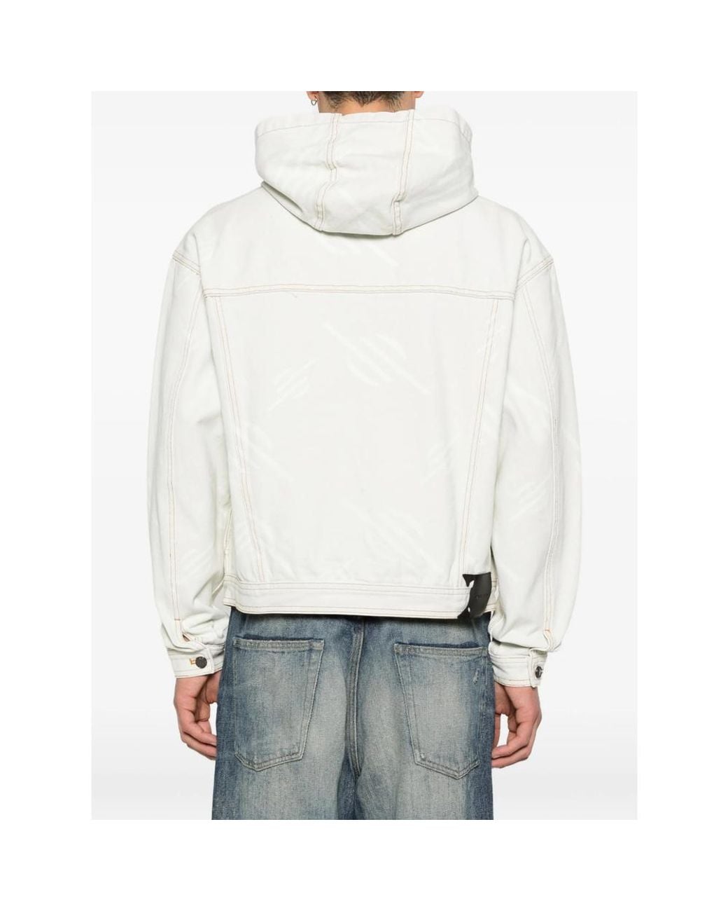 Daily Paper White Hooded Patterned Jacket for men