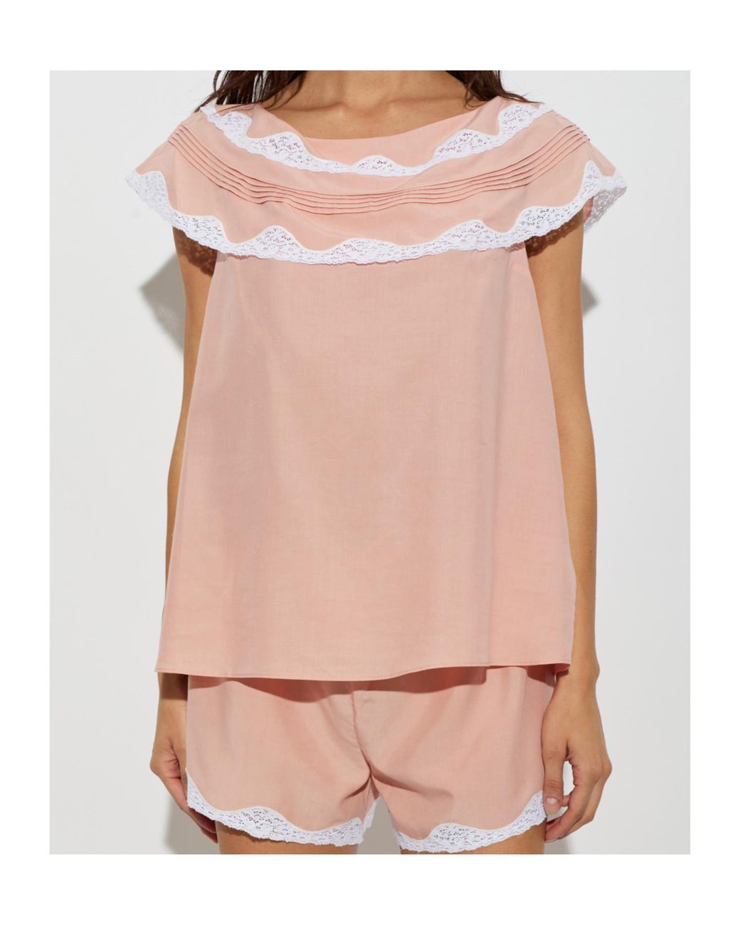 Posse Pink Tabitha Lace Trim Top