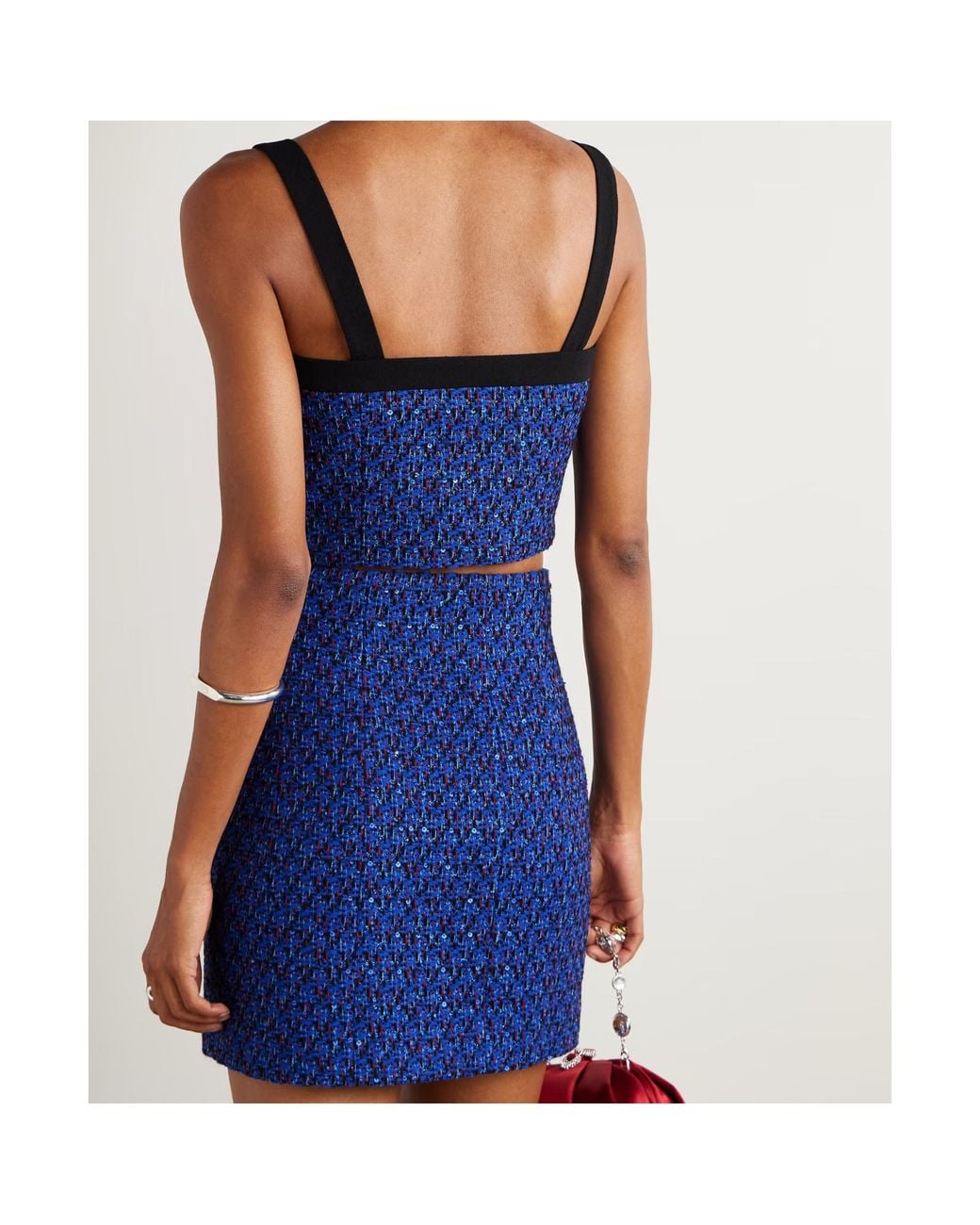 Alessandra Rich Blue Short Tweed Top