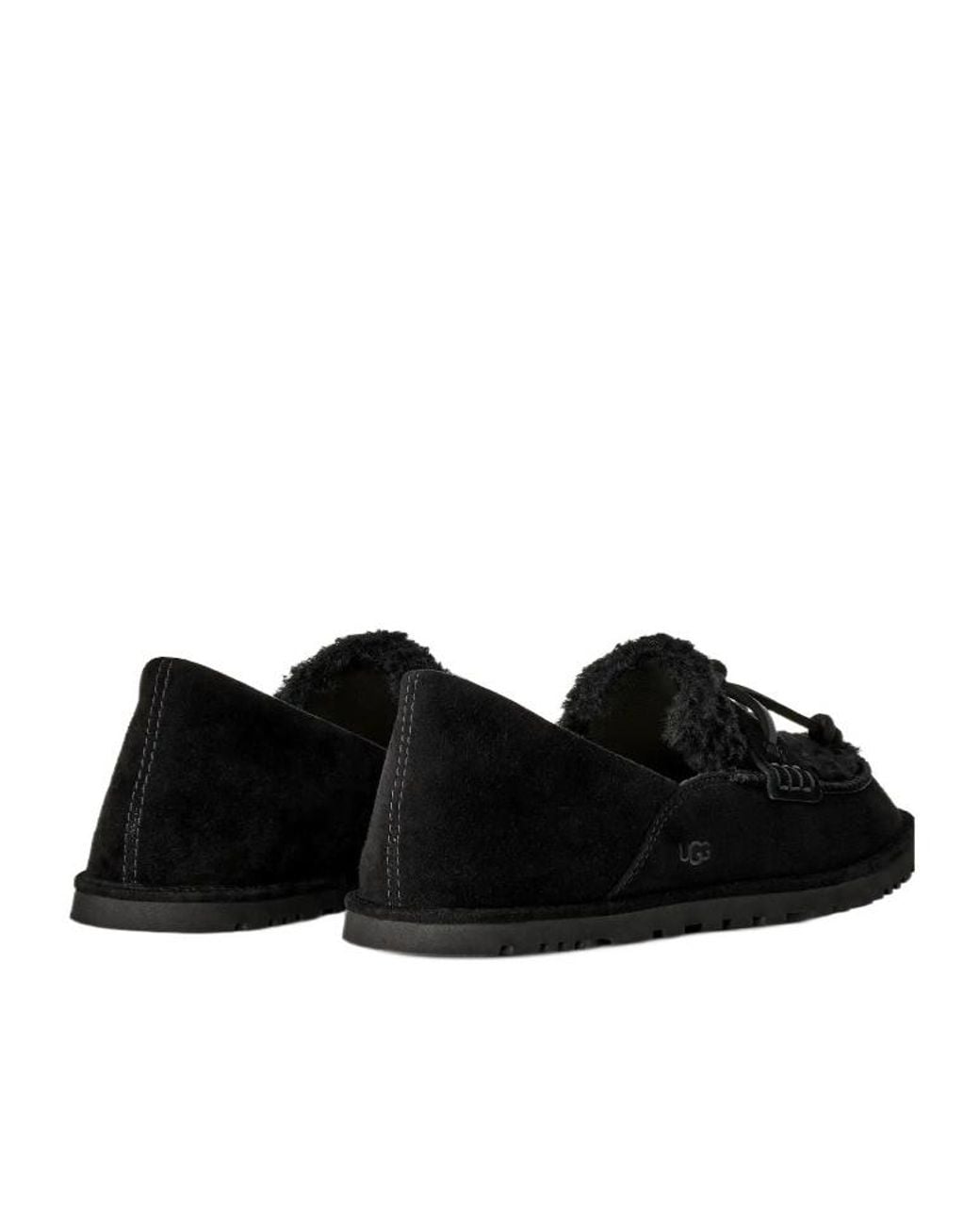 Ugg Black Zora Shearling-Trim Bow Loafers