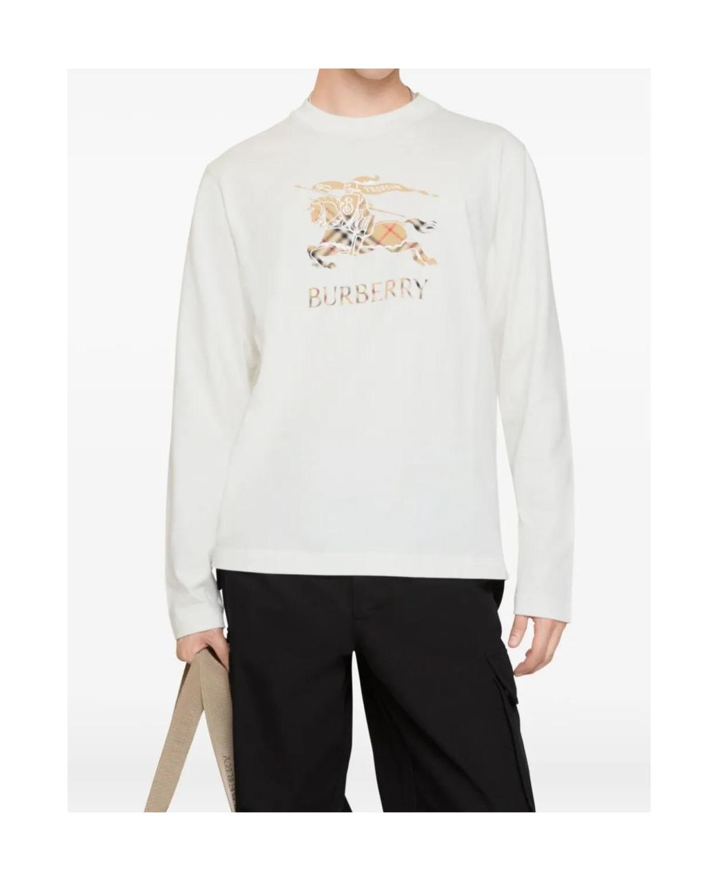 Burberry White Long Sleeve T-Shirt Chalk for men