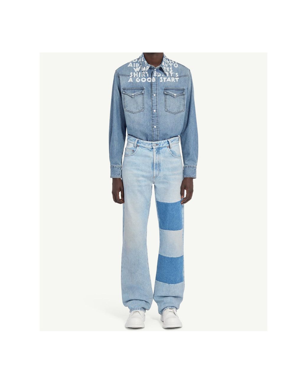 MM6 by Maison Margiela Blue Patchwork Jeans for men