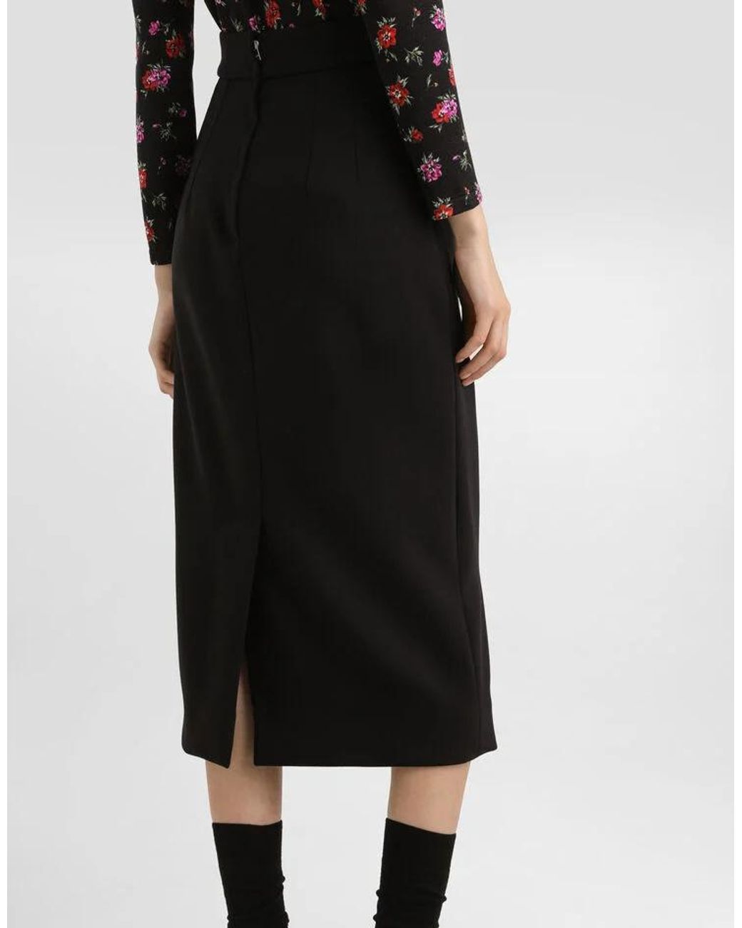 Dolce & Gabbana Black High-Waisted Midi Skirt
