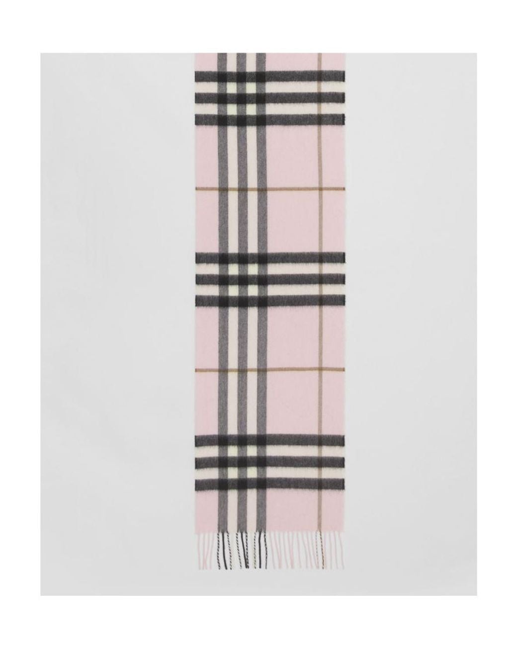Burberry White The Classic Checked Fringed Scarf