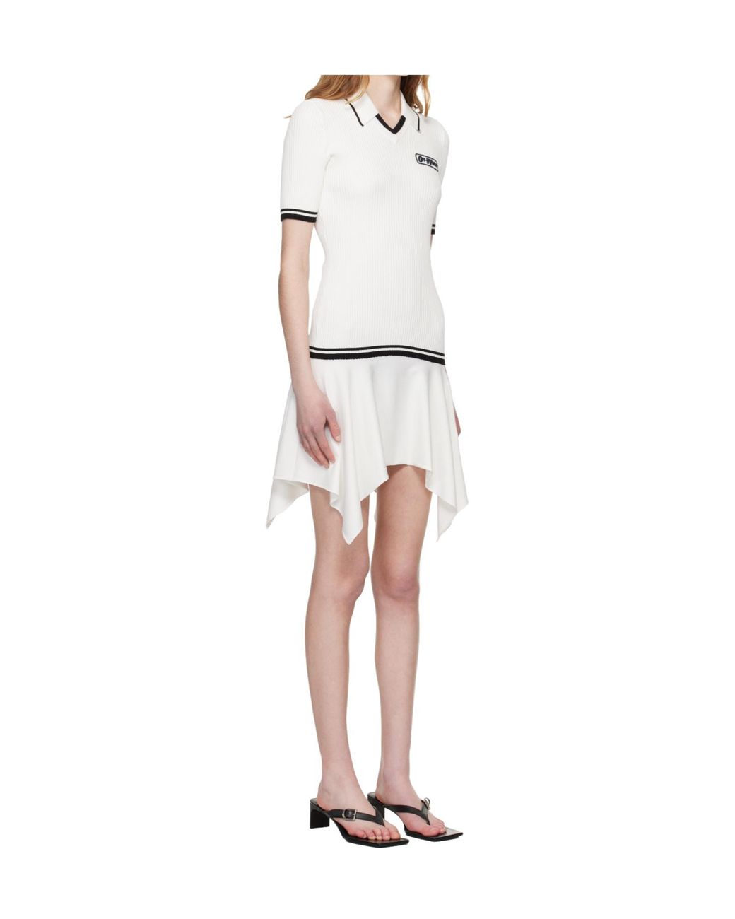 Off-White c/o Virgil Abloh White V-Neck Ribbed Mini Dress
