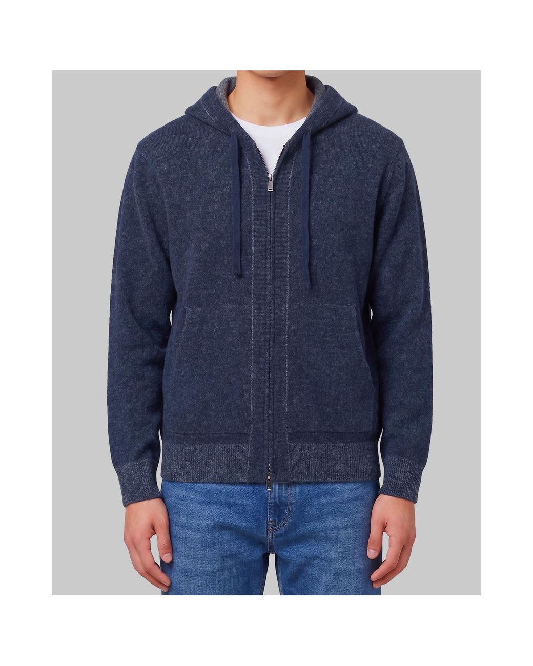 Roberto Collina Blue Zip-Up Hooded Knit Cardigan for men