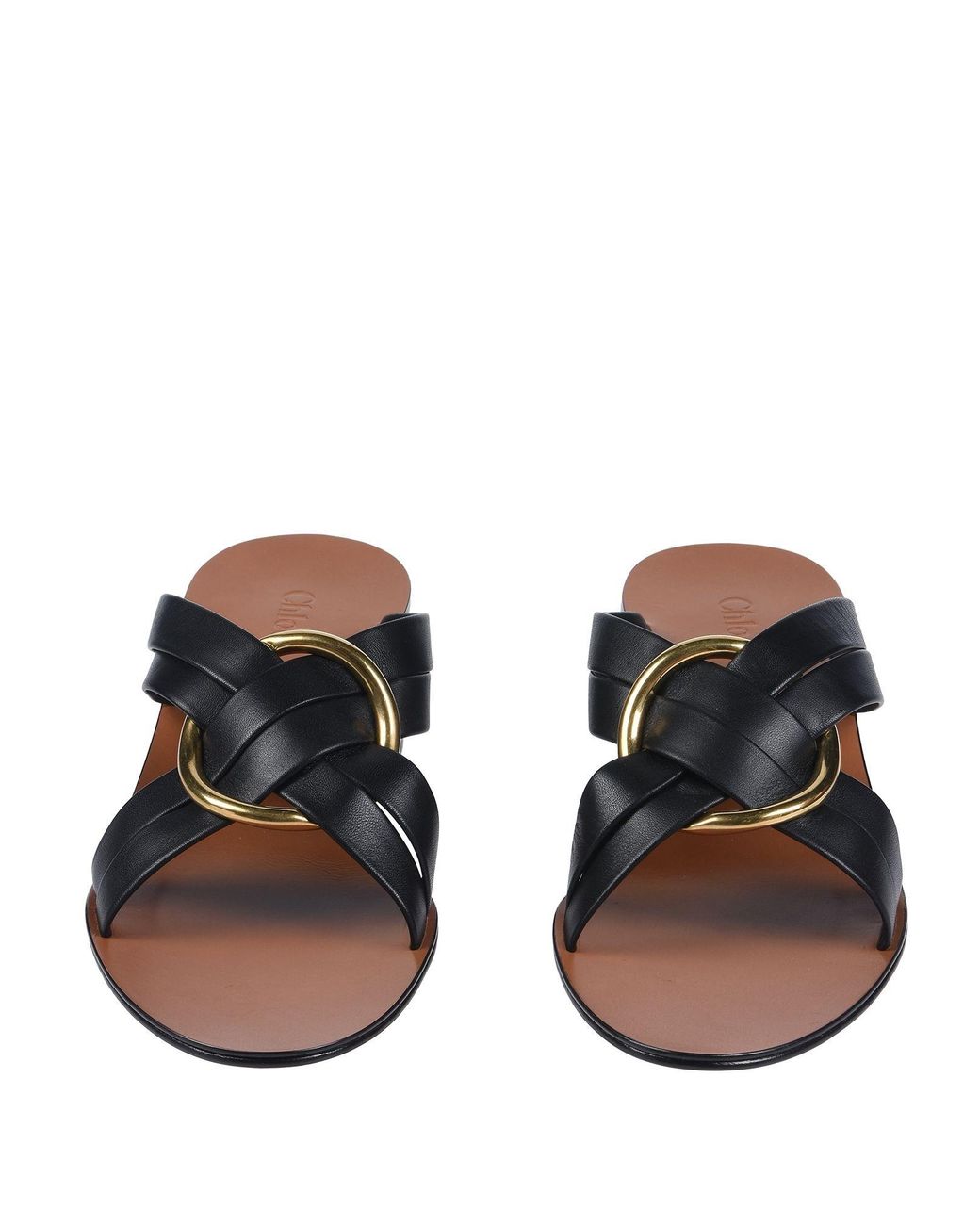 Chloé Black Round Toe Sandals
