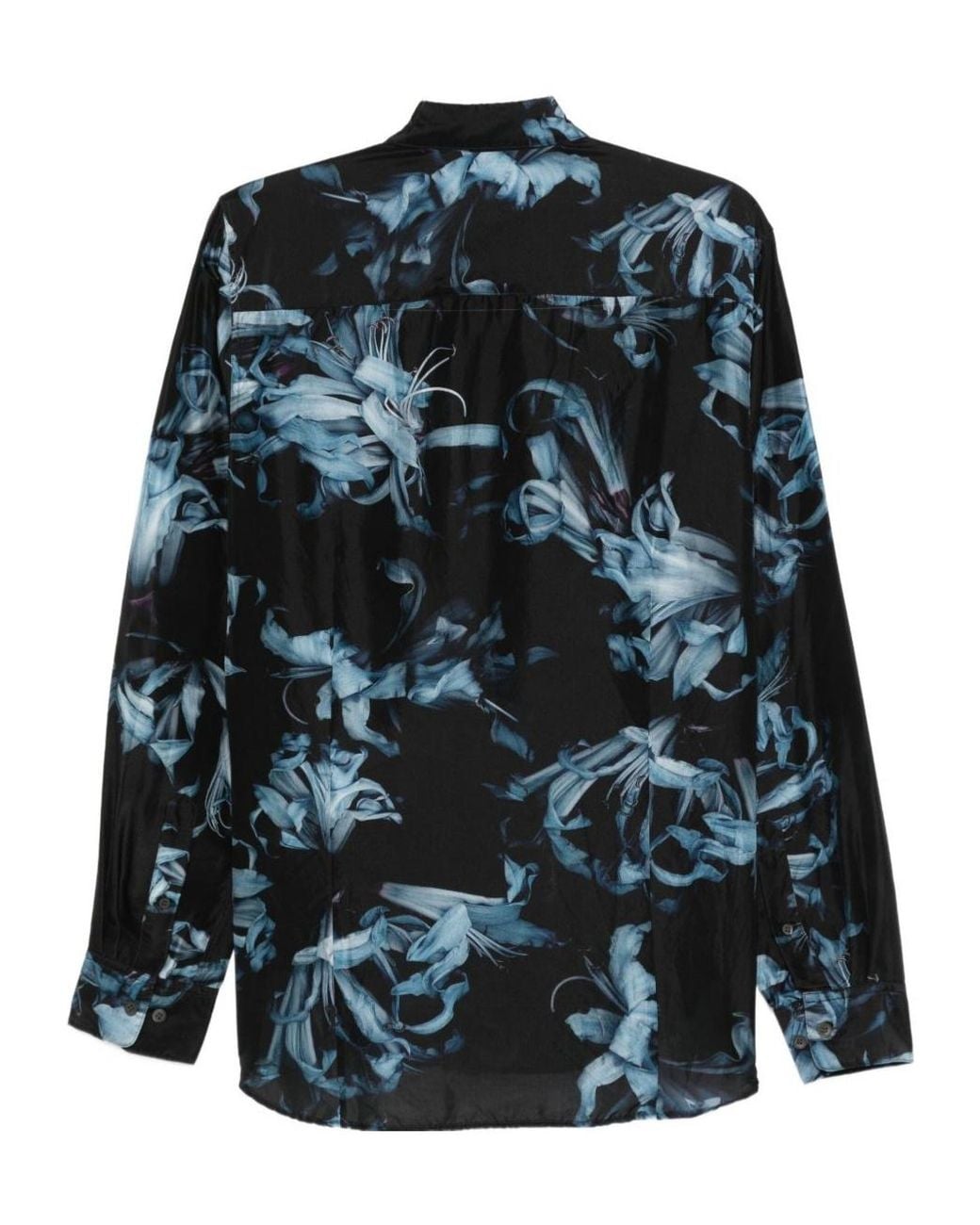 Dries Van Noten Blue Floral Printed Buttoned Shirt for men