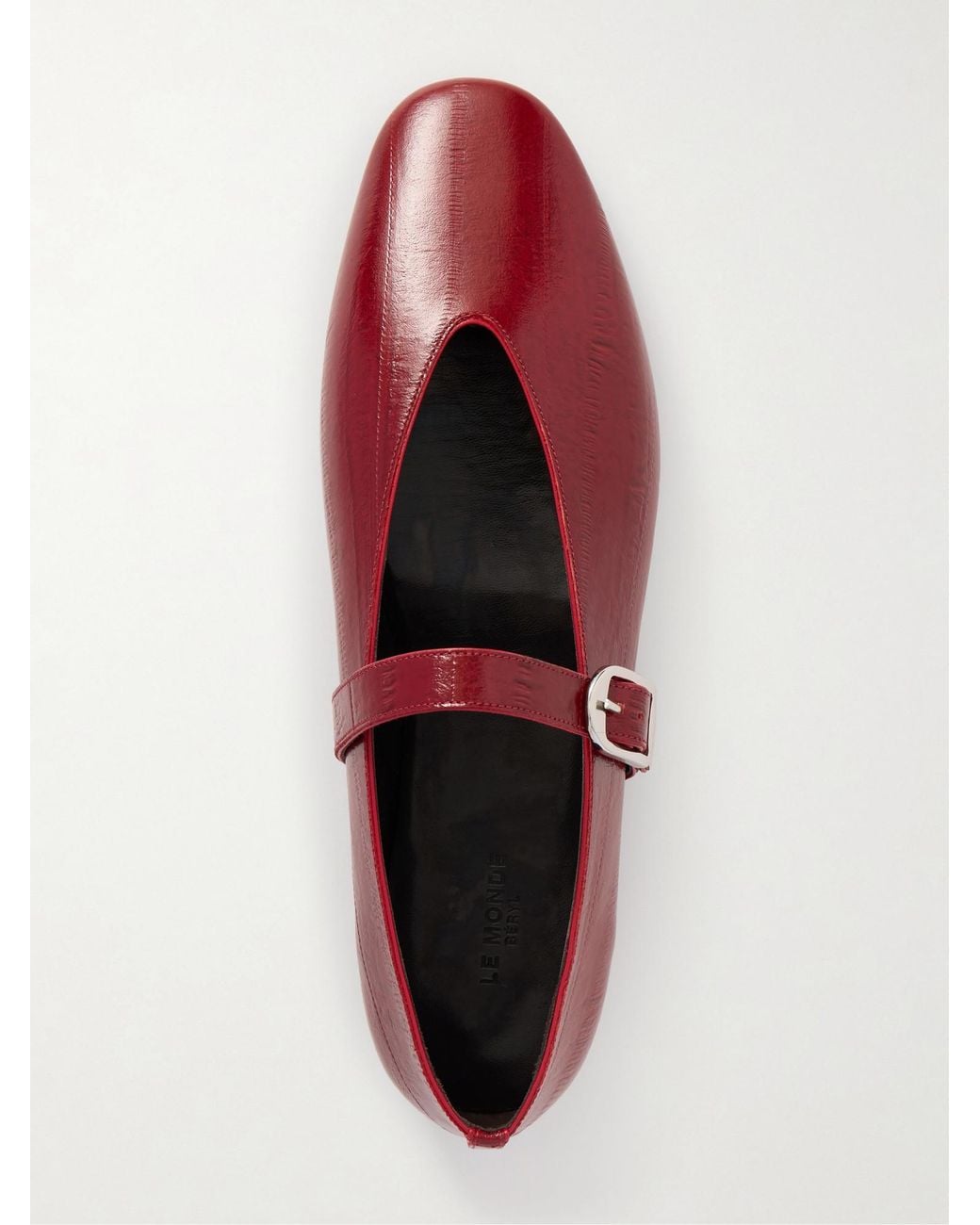 Le Monde Beryl Red Stella Leather Mary Jane Ballet Flats