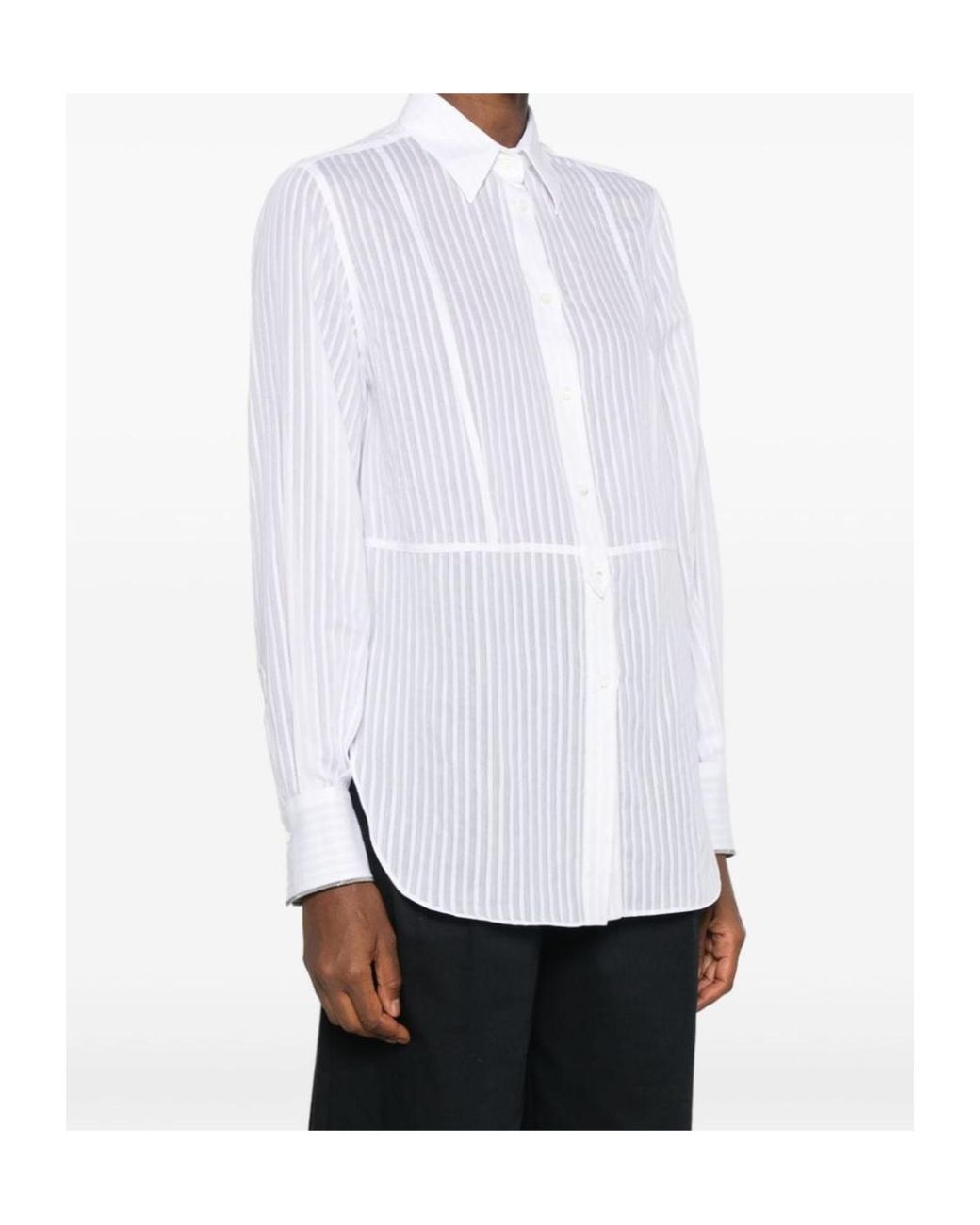 Brunello Cucinelli White Striped Shirt