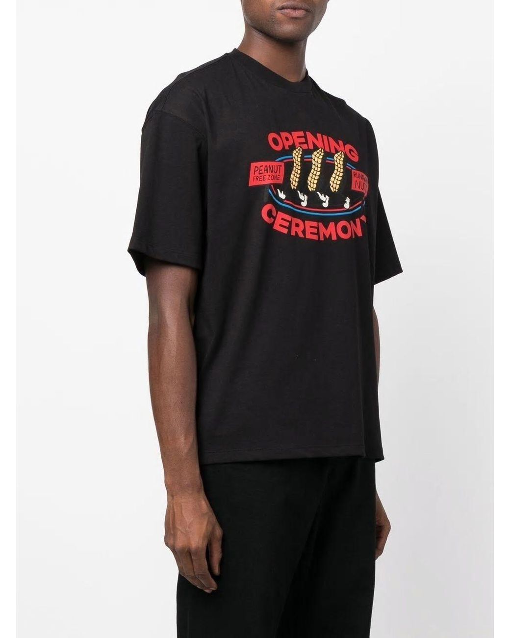 Opening Ceremony Black Peanuts Logo Printed T-Shirt for men