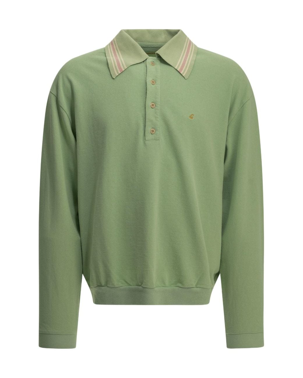 Kapital Green Long-Sleeved Polo Shirt With A Collar for men