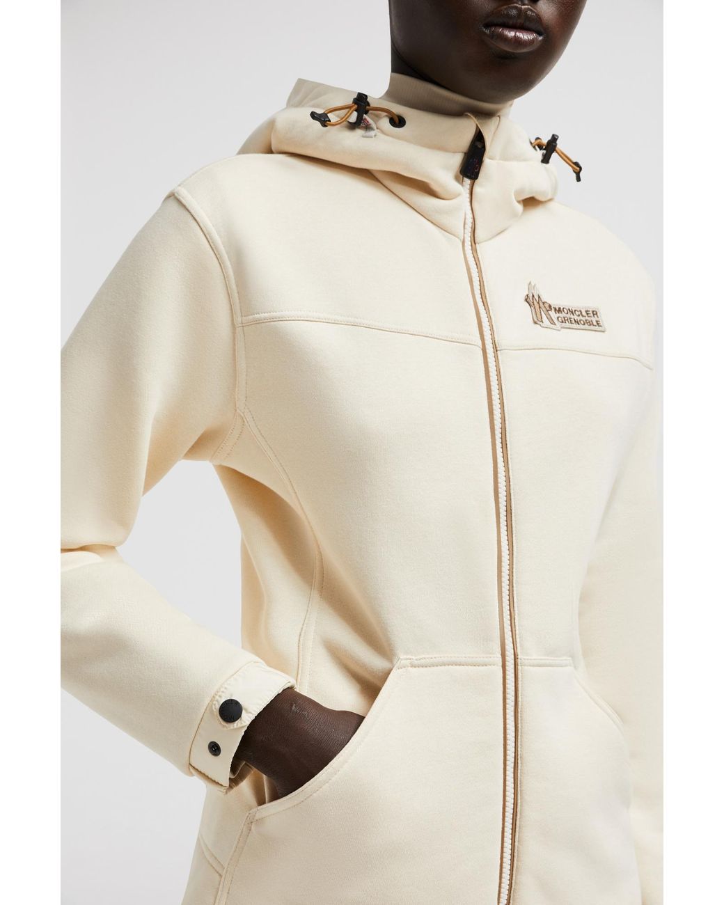 Moncler White Grenoble Logo Detailed Drawstring Hoodie