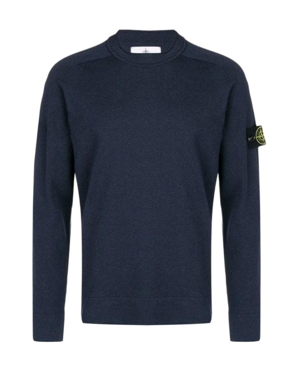 Stone Island Blue Long-Sleeved Knitted Pullover for men