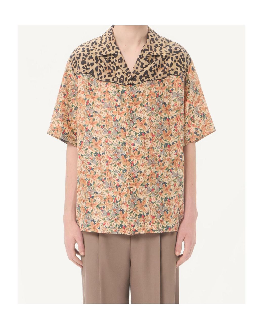 Valentino Natural Pattern-Printed Short-Sleeved Shirt for men