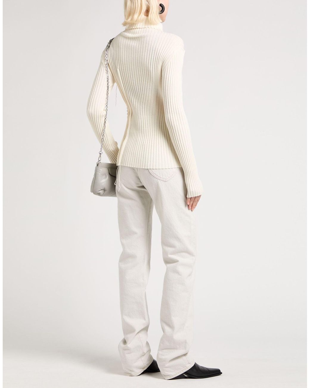 MM6 by Maison Margiela Natural Solid Color Knitted Top