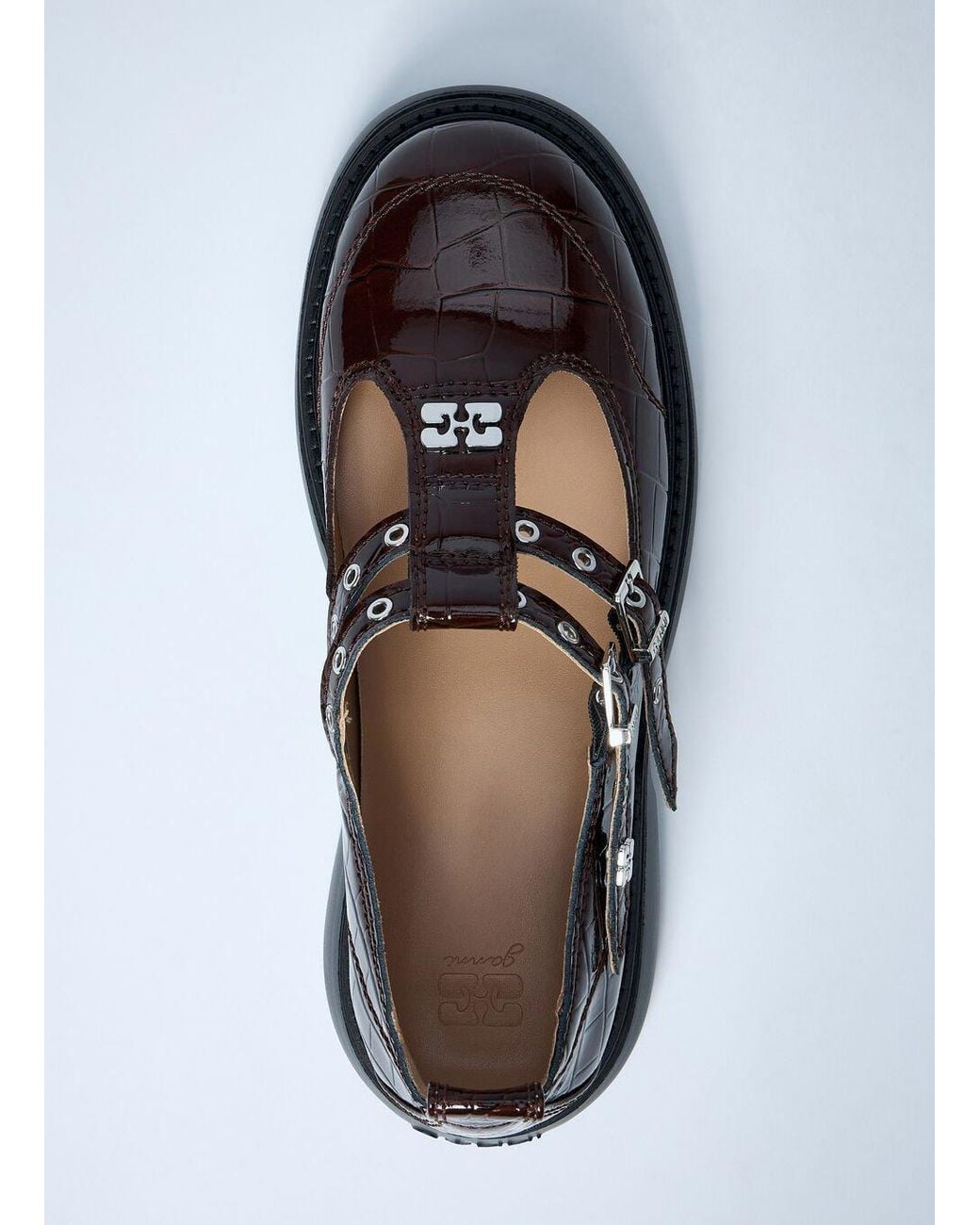Ganni Black Butterfly Mary Jane Round Toe Shoes