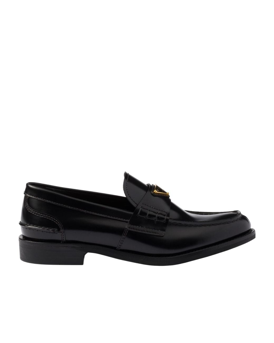 Prada Black Logo Plaque Slip-On Loafers