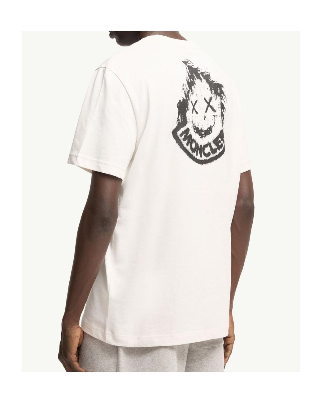 Moncler White Logo Patch Crewneck T-Shirt for men