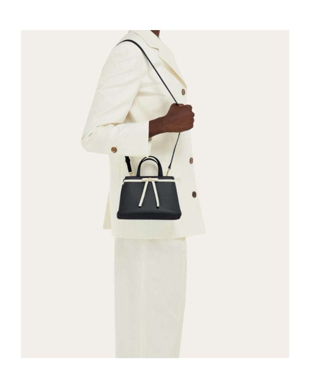 Ferragamo Black Ferragamo Bow Detail Mini Top Handle Bag