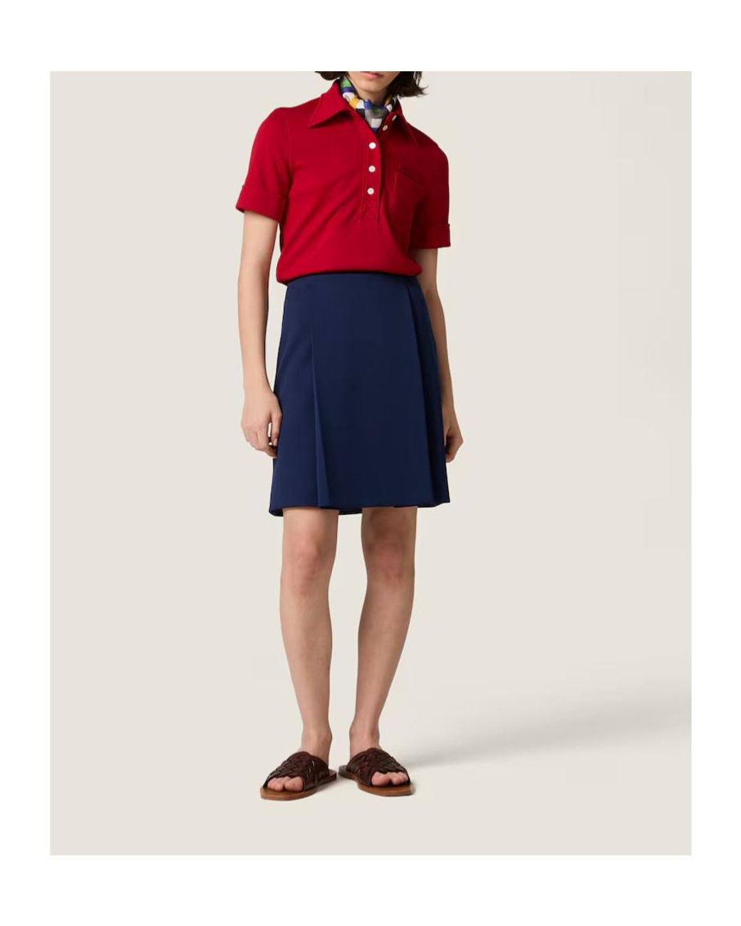 Miu Miu Red Technical Jersey Polo Shirt
