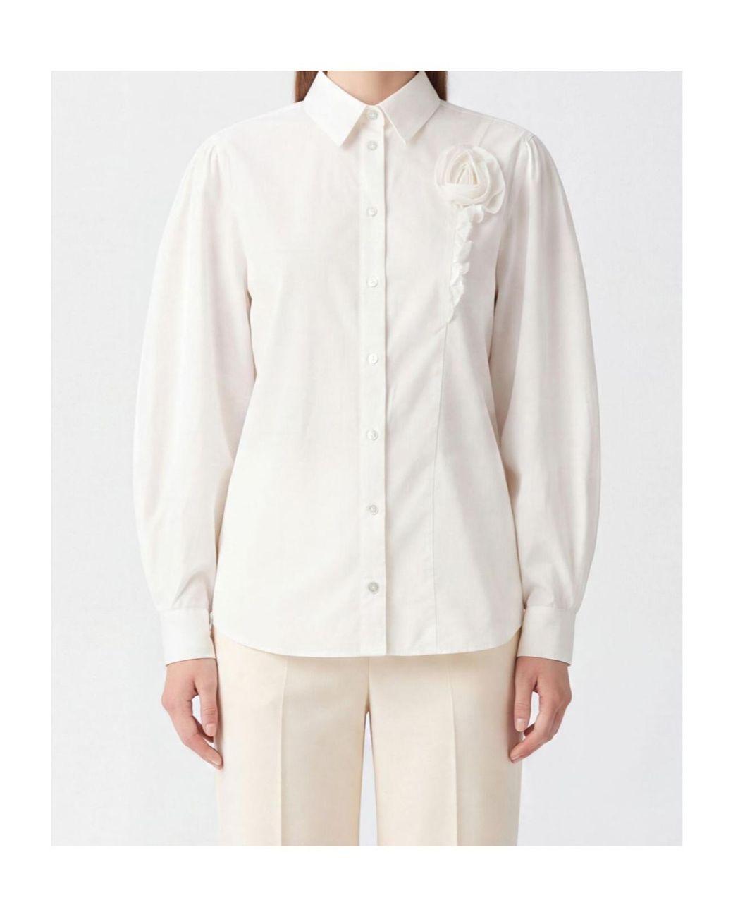 ROTATE BIRGER CHRISTENSEN White Oversized 3D Floral Shirt