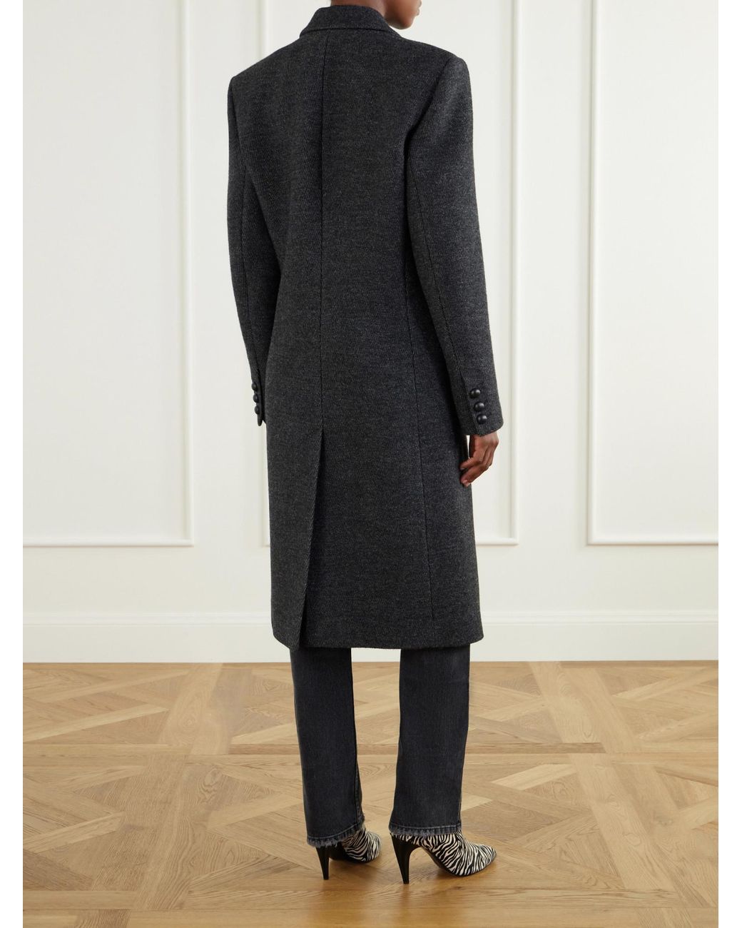 Isabel Marant Black Double-Breasted Wool And Cotton-Blend Coat