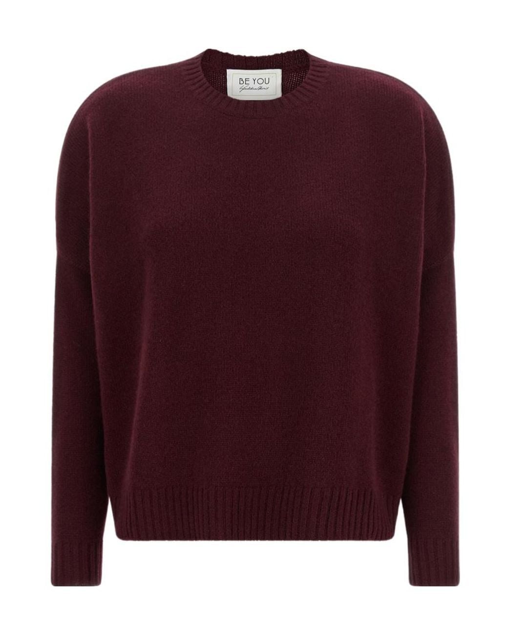 Be You Purple 1204 Relaxed Crew-Neck Knitted Sweater