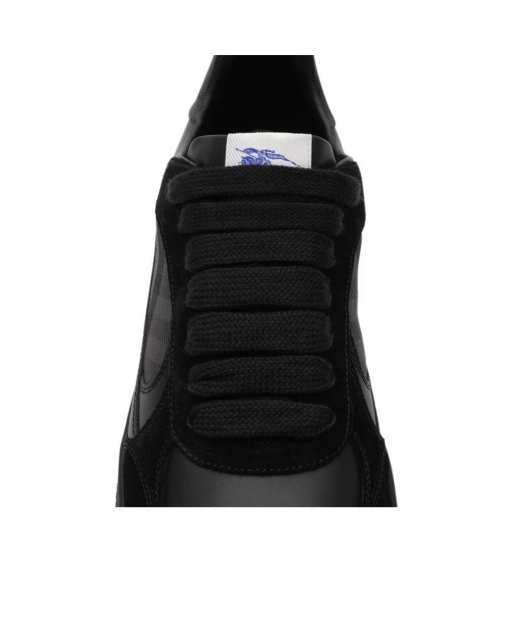 Burberry Black Leather Check Terrace Sneakers for men