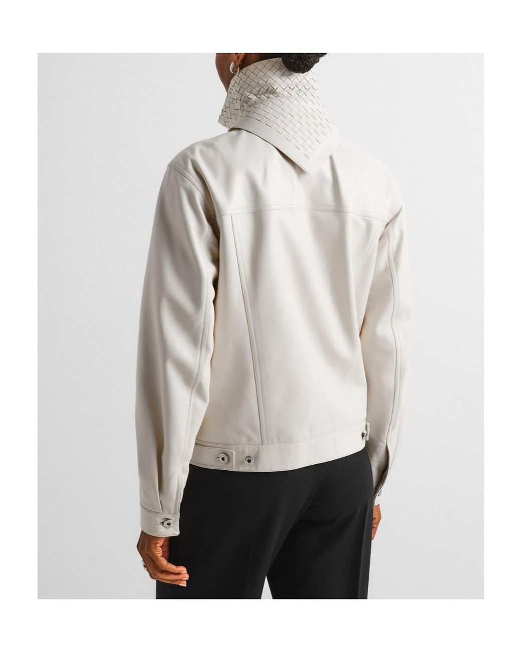 Bottega Veneta Gray Versatile Minimalist Leather Jacket