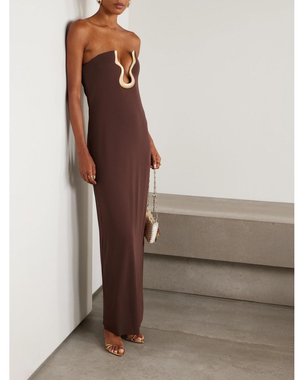 Cult Gaia Brown Stretch-Crepe Maxi Dress