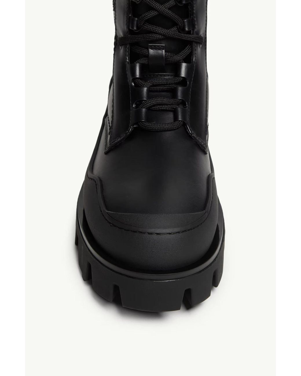 Moncler Black Peak Path Leather Lace-Up Boots for men