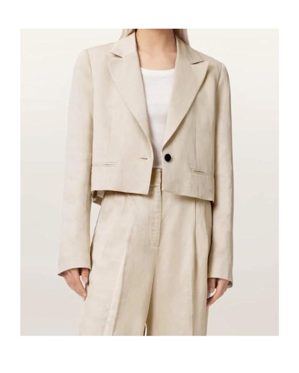 AllSaints Natural Helena Single Breasted Cropped Blazer