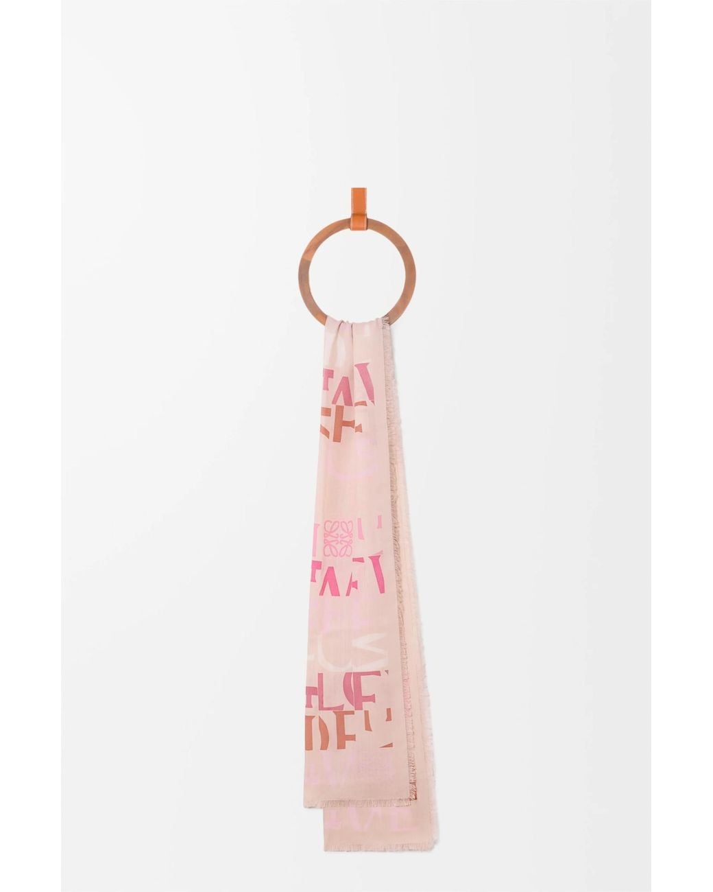 Loewe Pink Logo-Pattern Frayed Edge Scarf
