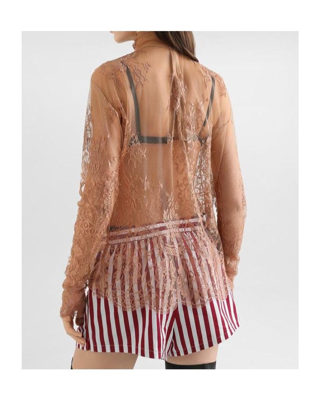 Dolce & Gabbana Pink Chantilly Lace Blouse