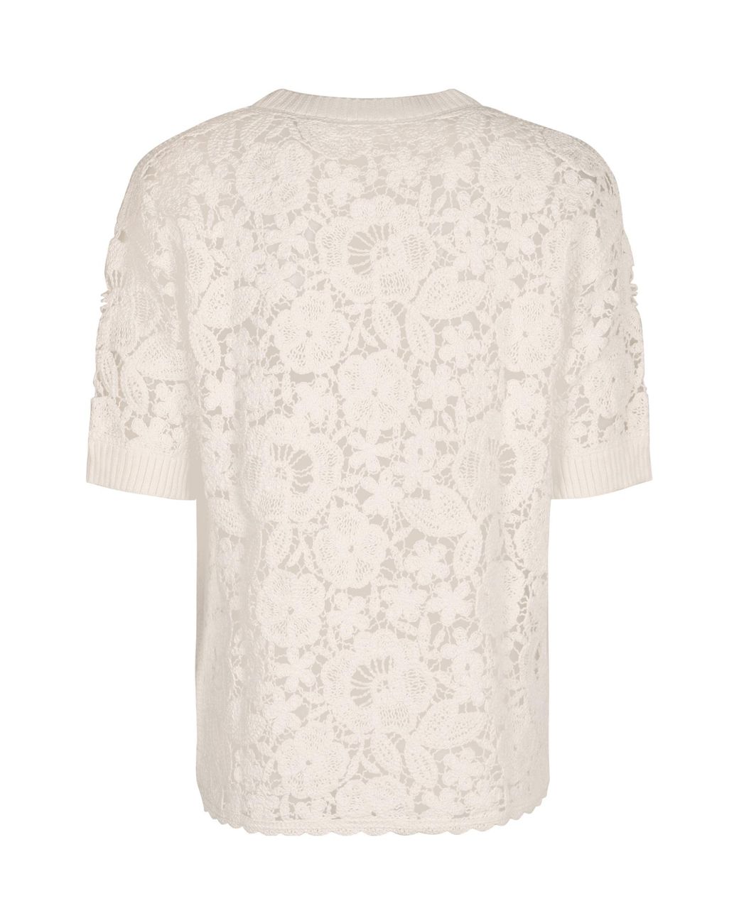 P.A.R.O.S.H. White P.A.R.O..H. Lace Detailed Short-Sleeve Top