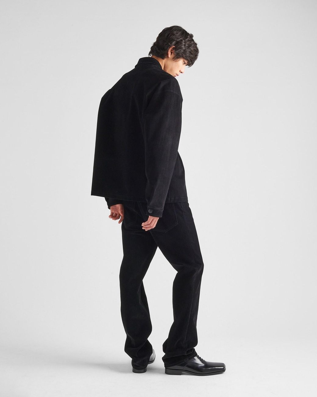 Prada Black Logo Plaque Button-Up Shirt for men