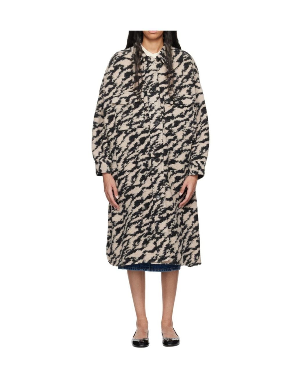 Isabel Marant Black Isabel Marant Étoile Fontizi Patterned Buttoned Coat