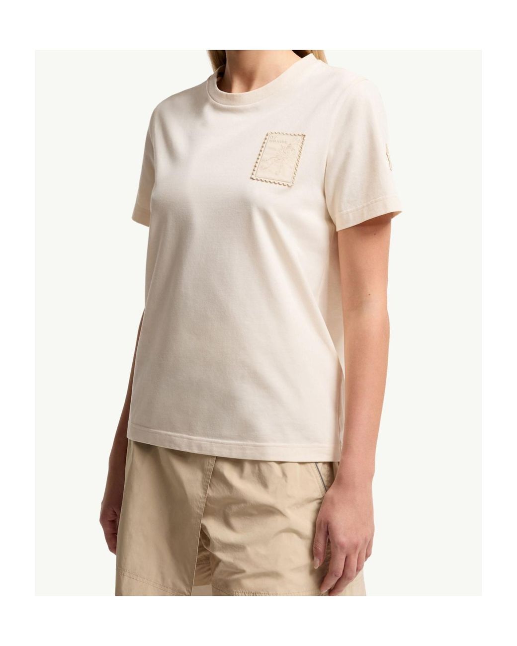 Moncler White Grenoble Botanical Patch Crewneck T-Shirt